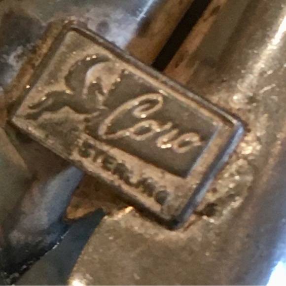 Vintage Coro Pegasus 1940s Sterling Silver Floral Bouquet Brooch WW2 Era - Picture 4 of 14